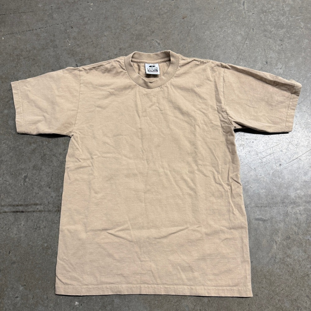 Pro‎ Club Heavyweight T Shirt Mens Medium Tan Khaki Cotton Short Sleeve Tee 2674
